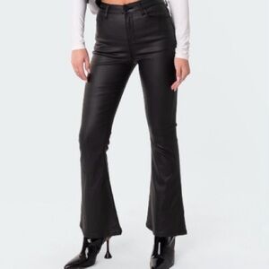 Edikted Luna Black Faux Leather Flare Pants New without tags Petite Small